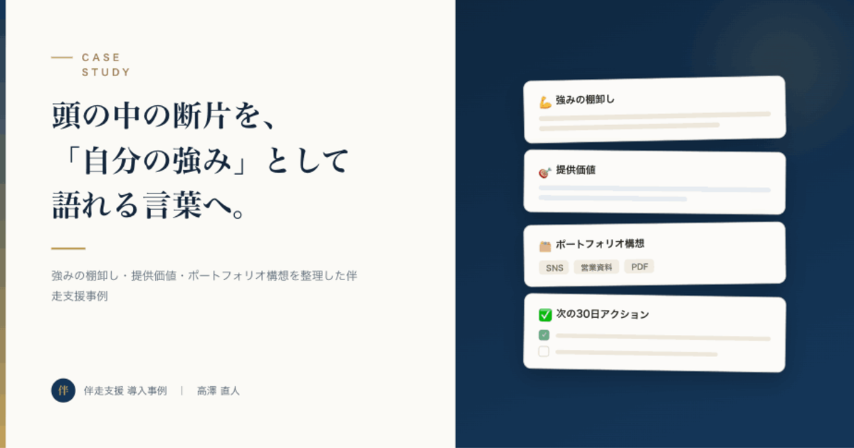 強みの言語化とポートフォリオ設計の伴走支援事例OGP画像